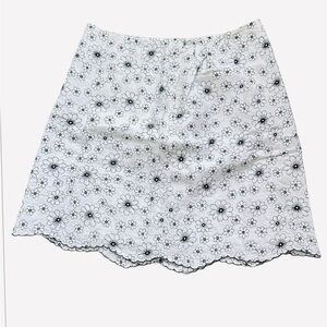 Grace Elements Linen Floral White Skirt Size 16 W